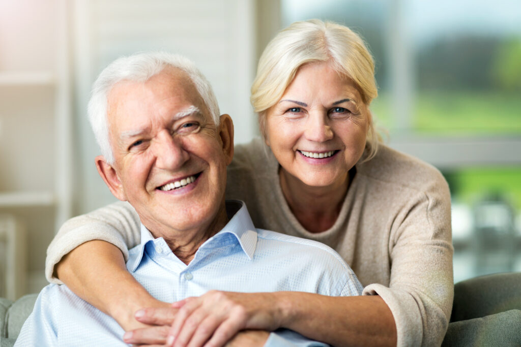 Happy senior couple at home